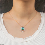 Emerald Raindrop Pendant 9K Rose Gold