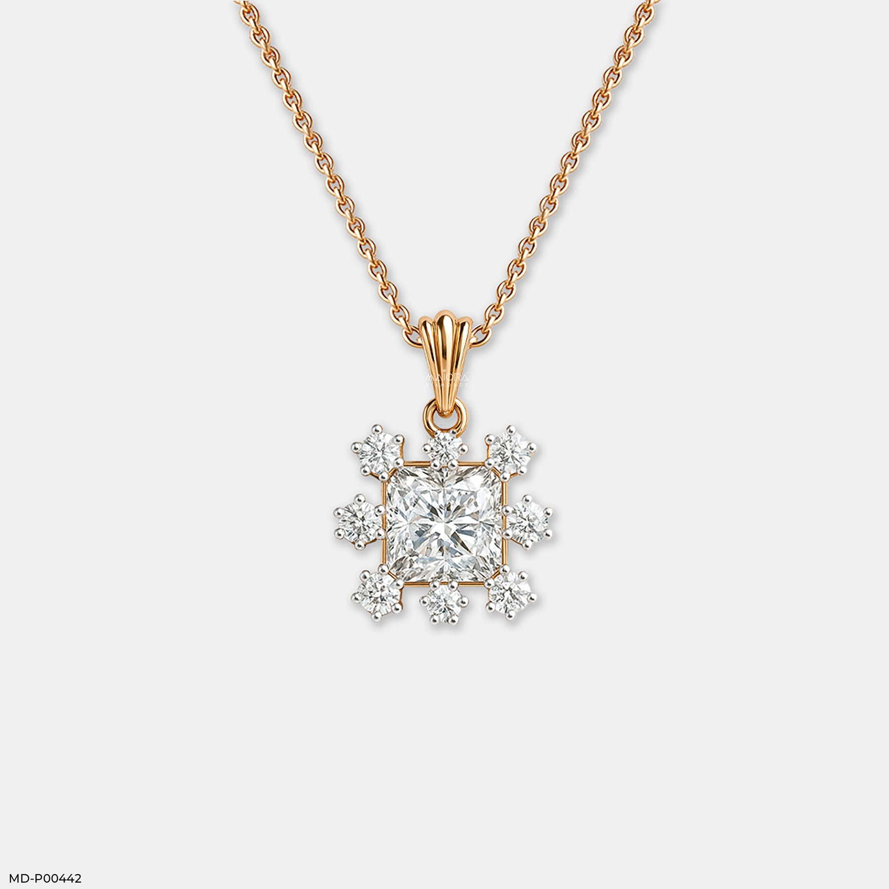 Princess Snowflake Pendant 14K Yellow Gold