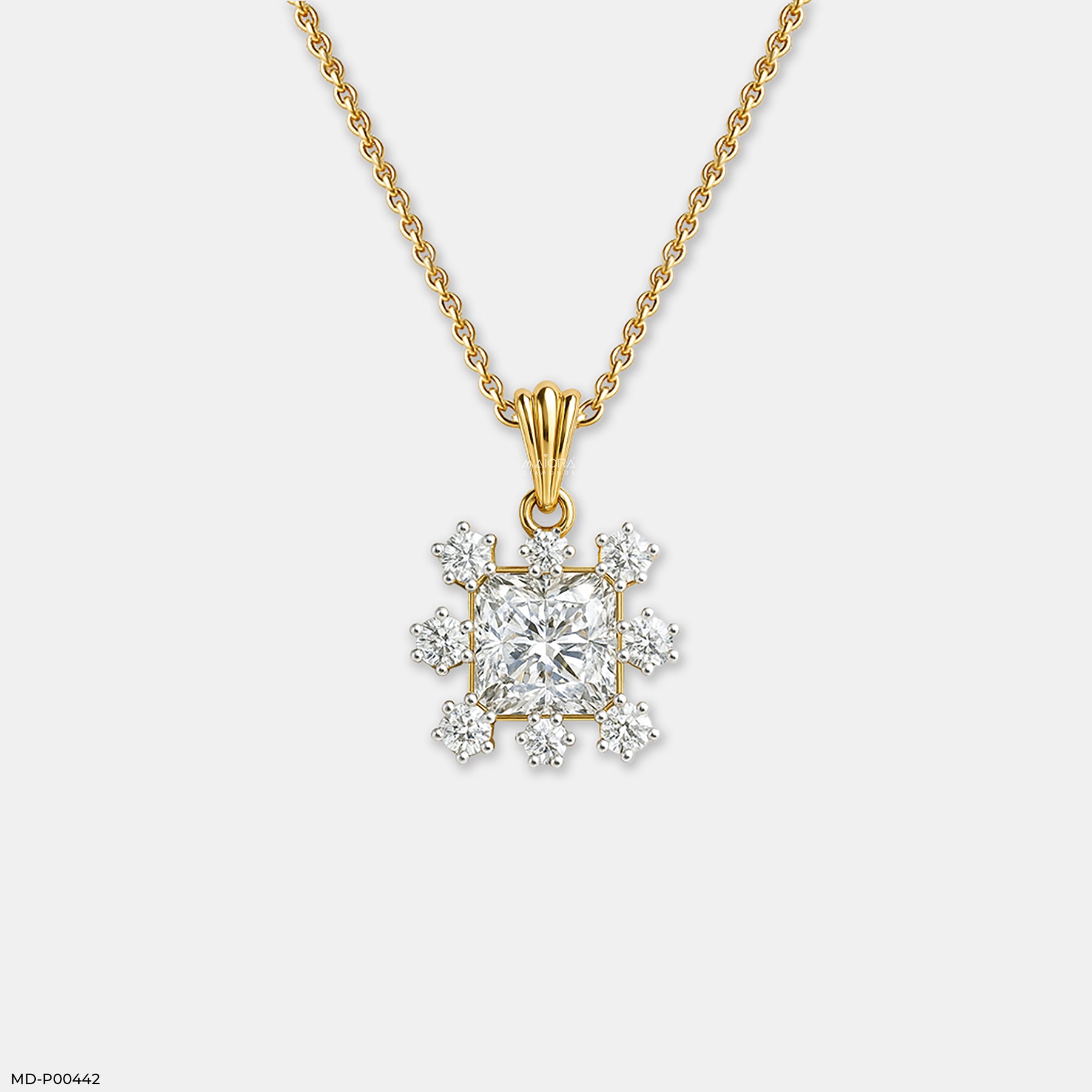 Princess Snowflake Pendant 14K Yellow Gold