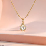 Pear Halo Solitaire Pendant 9K Yellow Gold