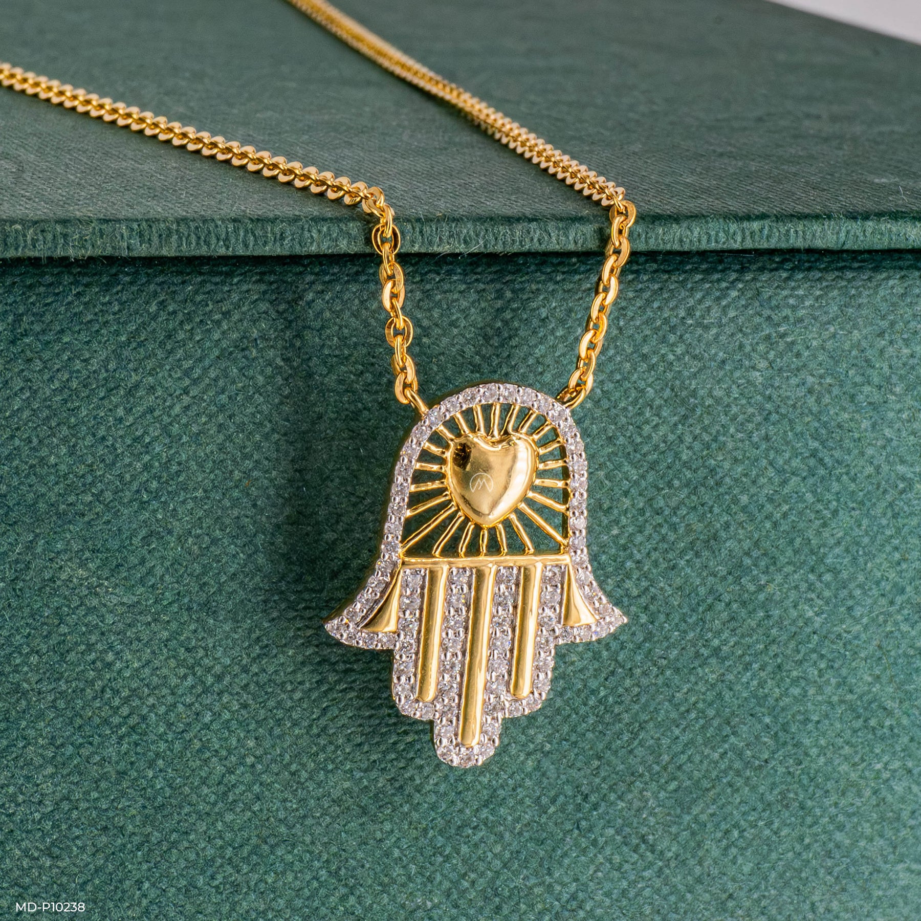 Hamsa Amora Pendants 14K Yellow Gold