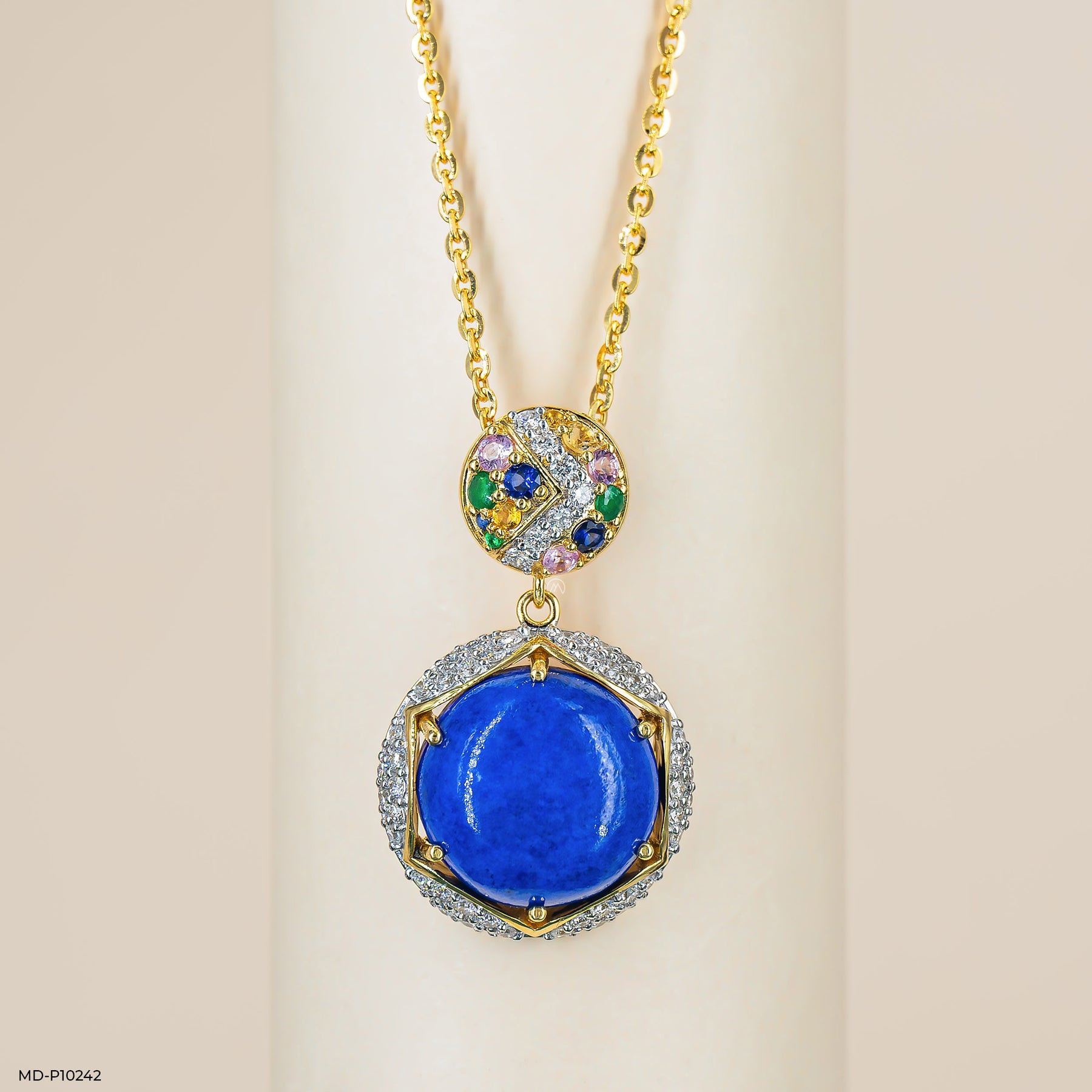 Royal Lapis Lazuli Pendant 14K Yellow Gold