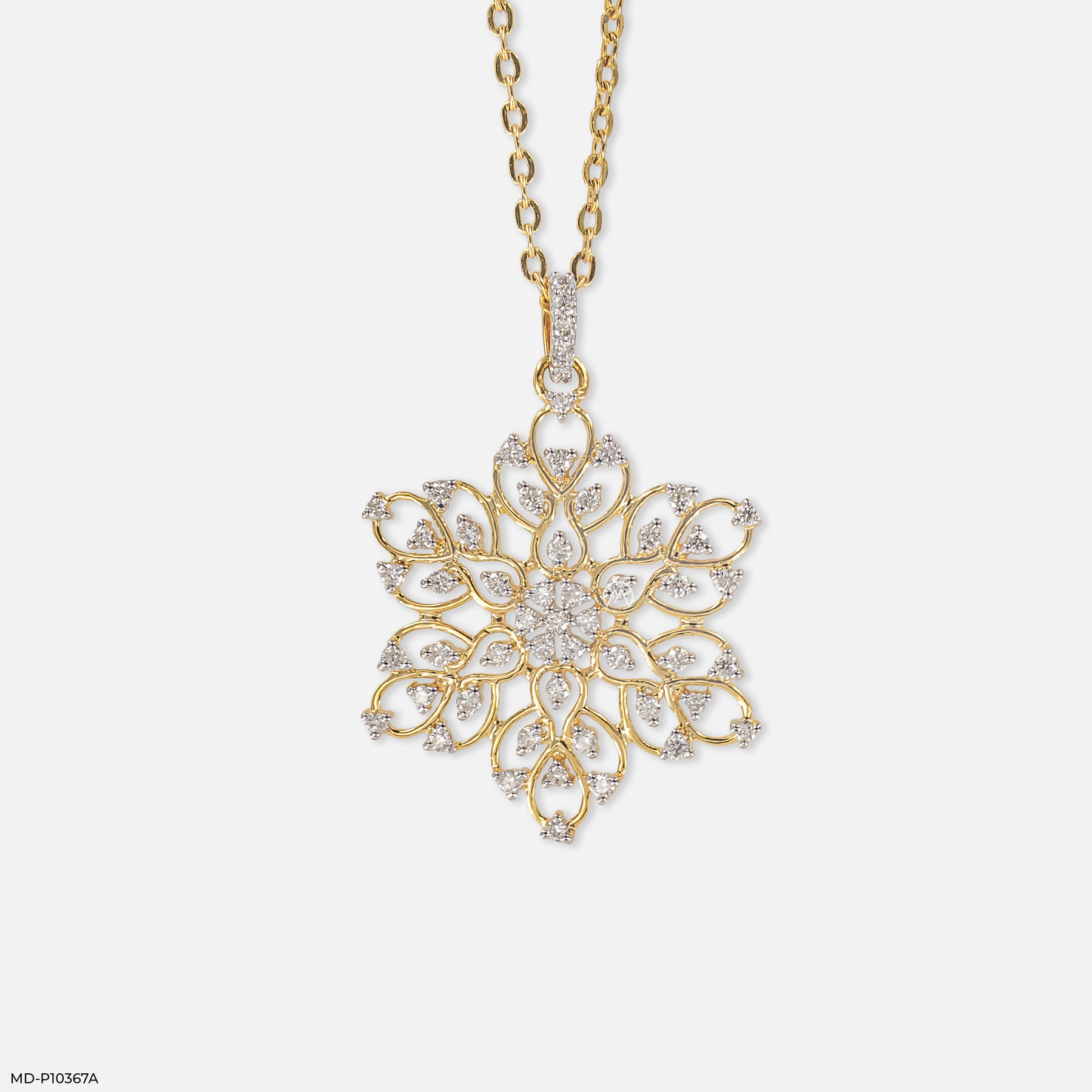 Filigree Floral Star Pendant 14K Yellow Gold