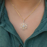 Filigree Floral Star Pendant 14K Yellow Gold