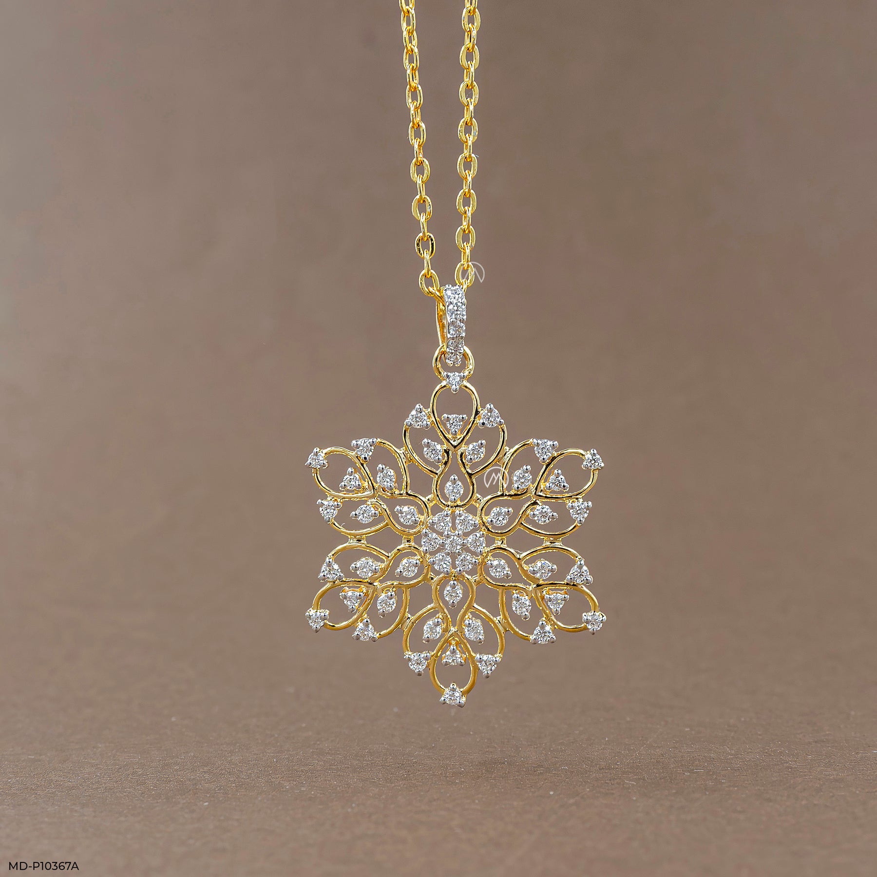Filigree Floral Star Pendant 14K Yellow Gold