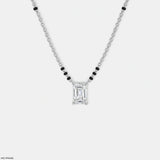 Emerald Solitaire Diamond Mangalsutra 9K Yellow Gold