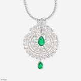 Emerald Cascade Diamond Pendant 9K White Gold