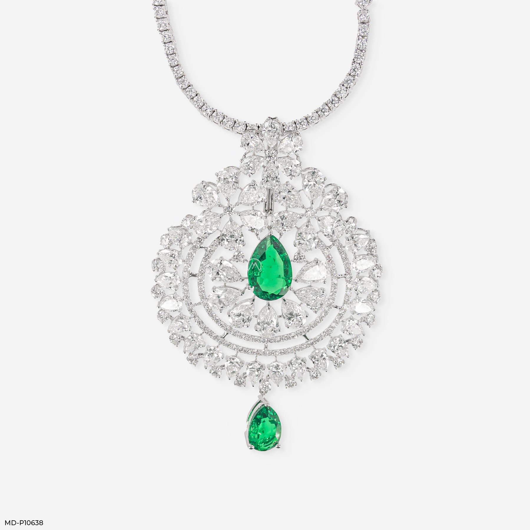 Emerald Cascade Diamond Pendant 14K Rose Gold