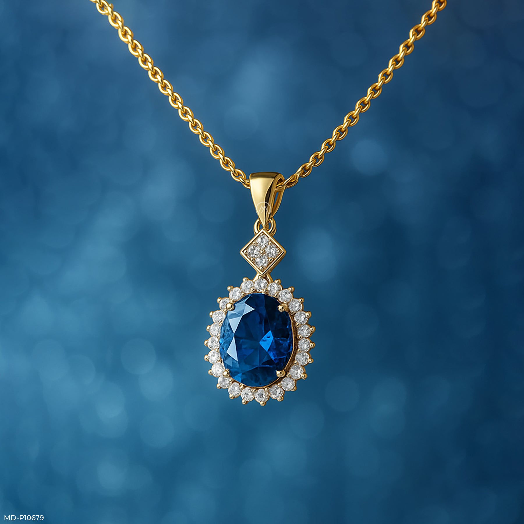 Royal Oval Bloom Pendant 14K White Gold