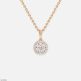 0.75 Carat Vela Diamond Halo Drop Lab Diamond Pendant 9K Rose Gold