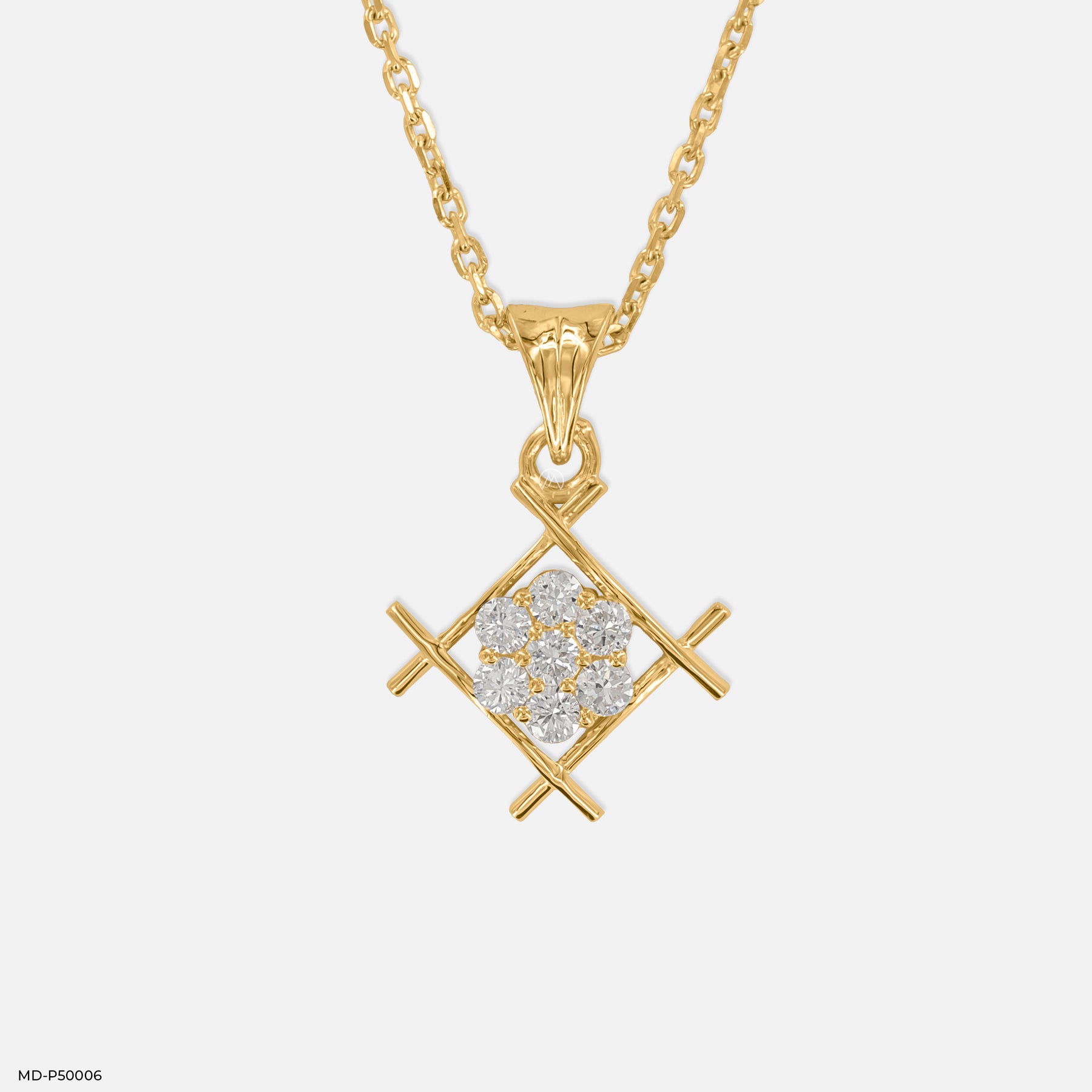 Squared Spark Lab Diamond Pendant 925 Sterling Silver