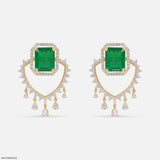 3 Carat Vintage Emerald Cluster Lab Diamond Earrings 14K Yellow Gold