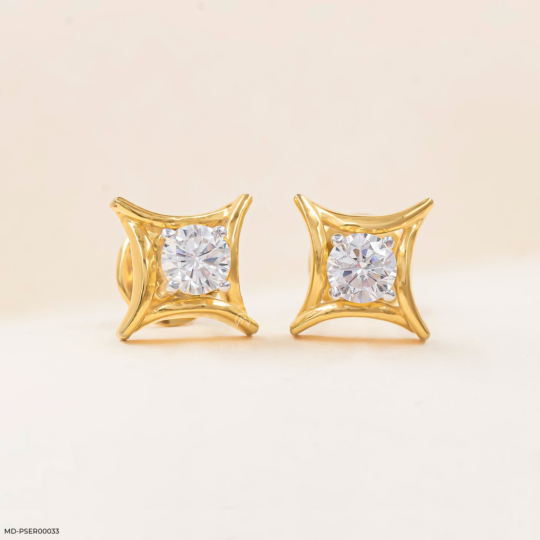 0.35 Carat Golden Axis Earrings 14K Yellow Gold