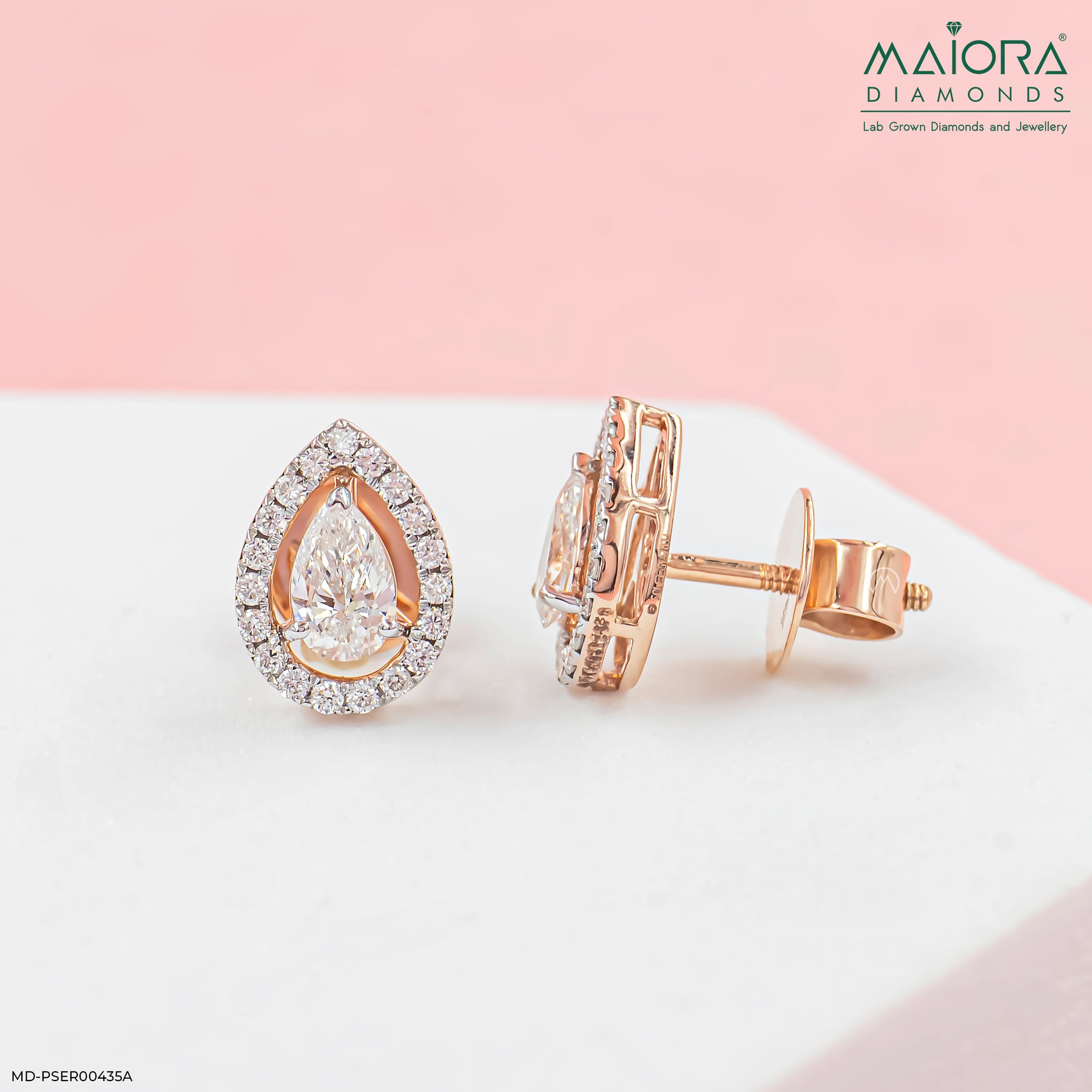 1 Carat Rose Pear Earrings Platinum 950