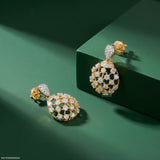 1.55 Carat Gilded Lab Diamond Cage Earrings 9K Yellow Gold
