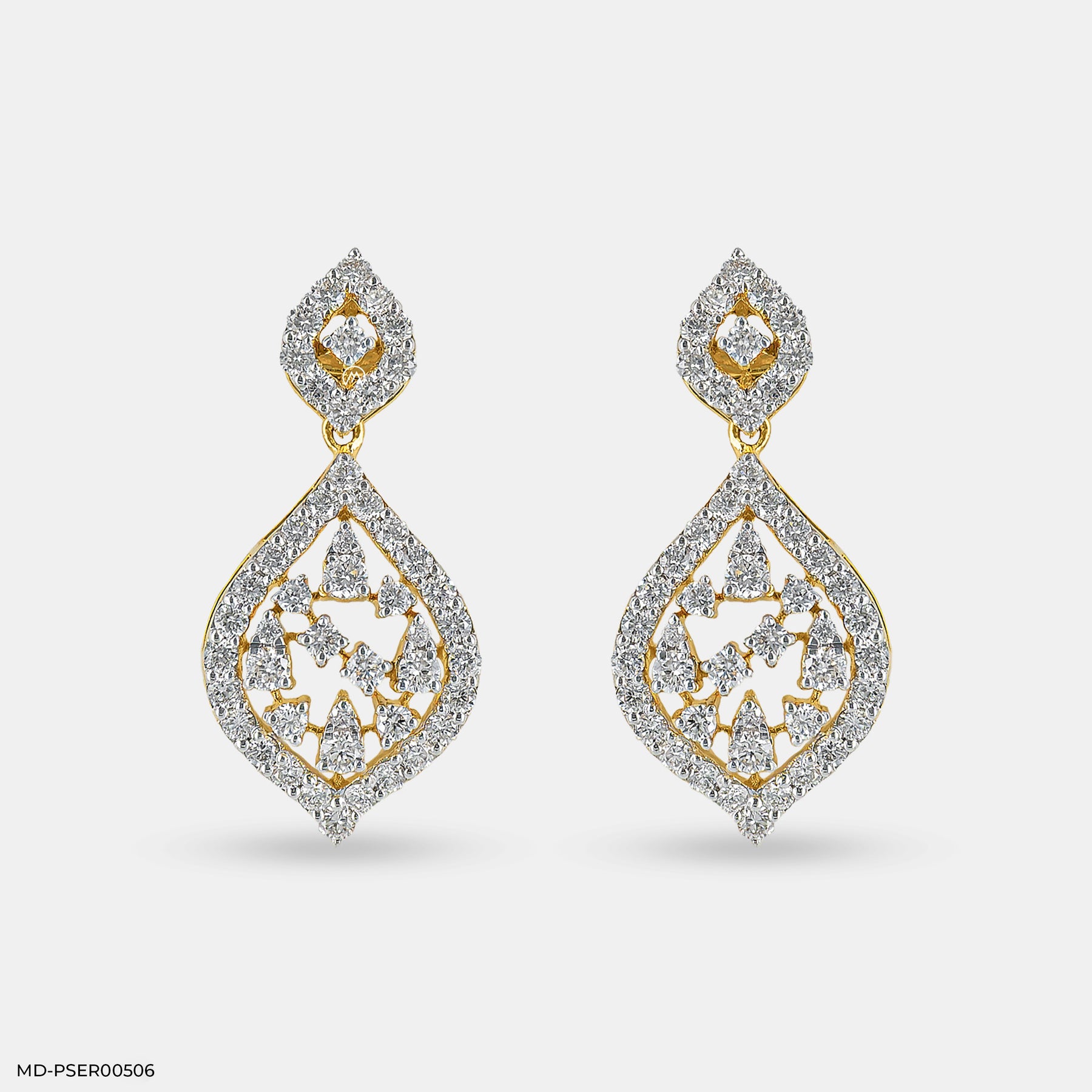 Diamond Petal Earrings 14K White Gold