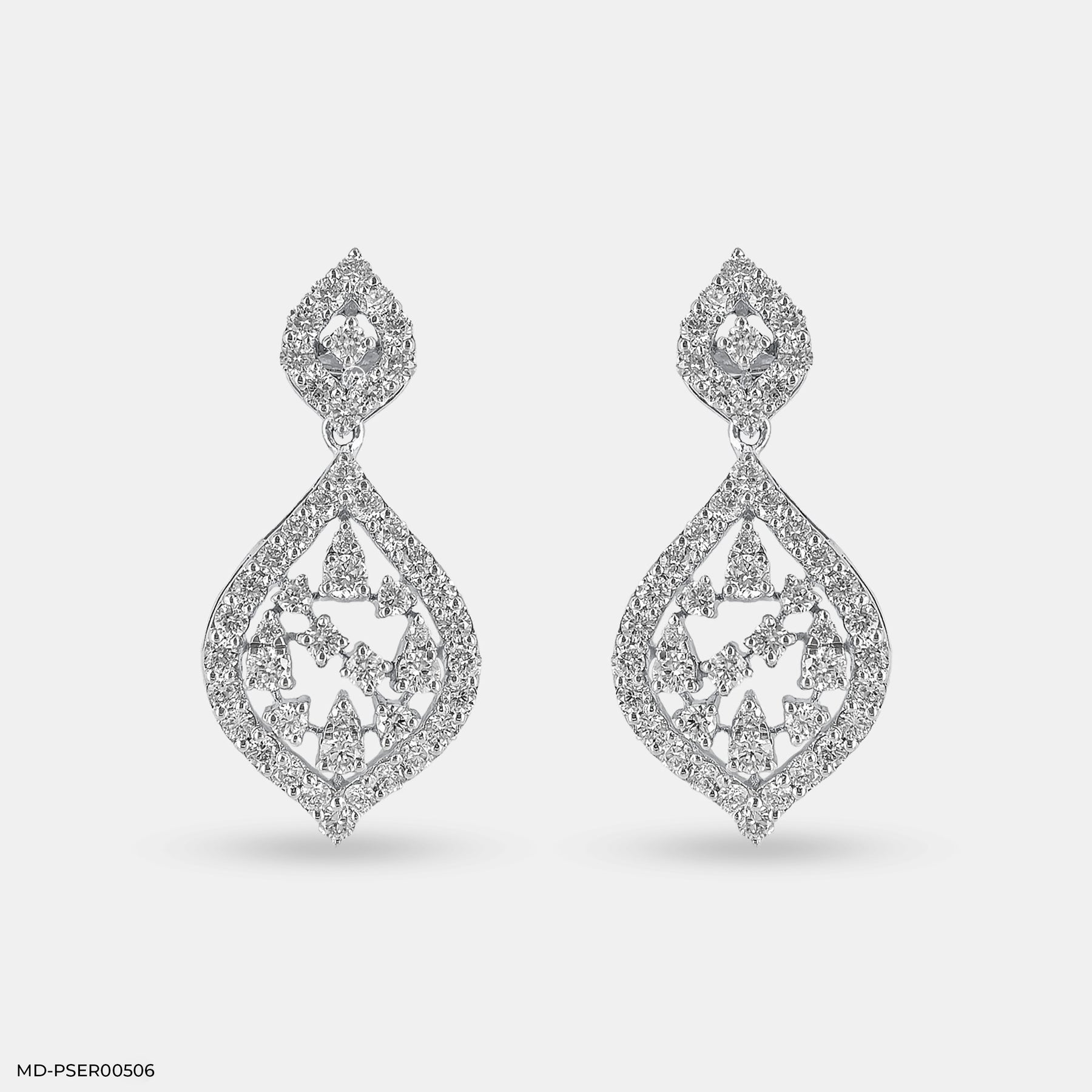 Diamond Petal Earrings 14K White Gold