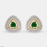 Golden Halo Emeralds Earrings 14K Yellow Gold