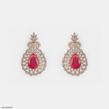 Vivid Crimson Earrings 9K Rose Gold