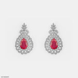 Vivid Crimson Earrings 14K White Gold