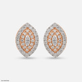 0.75 Carat Cluster Double Halo Lab Diamond Earrings 14K Rose Gold