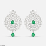 Emerald Mandala Drops Earrings 14K Yellow Gold