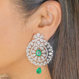 Emerald Mandala Drops Earrings 14K Yellow Gold