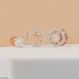 1.45 Carat Floating Halo Lab Diamond Studs 14K Rose Gold