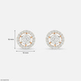 1.45 Carat Floating Halo Lab Diamond Studs 14K Rose Gold