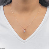 0.35 Carat Lunar Halo Lab Diamond Pendant 14K Rose Gold