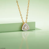 0.50 Carat Azure Trillion Halo Solitare Lab Diamond Pendant 14K Yellow Gold