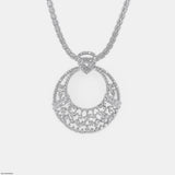 Lace-Design Diamond Pendant 14K Yellow Gold