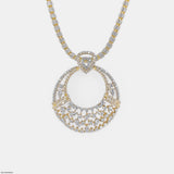 Lace-Design Diamond Pendant 14K Yellow Gold