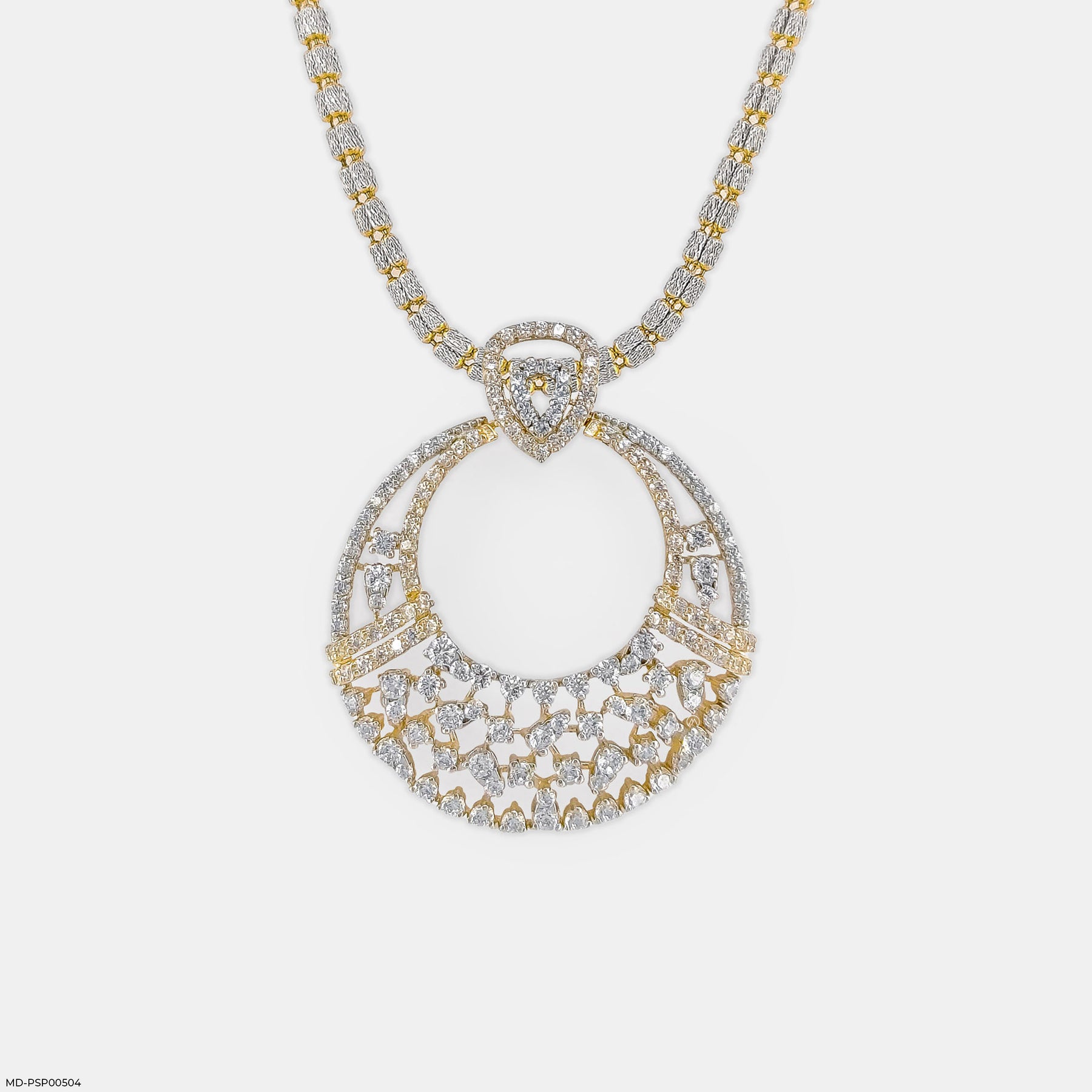 Lace-Design Diamond Pendant 14K Yellow Gold