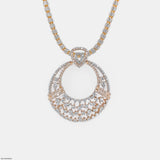 Lace-Design Diamond Pendant 14K Yellow Gold