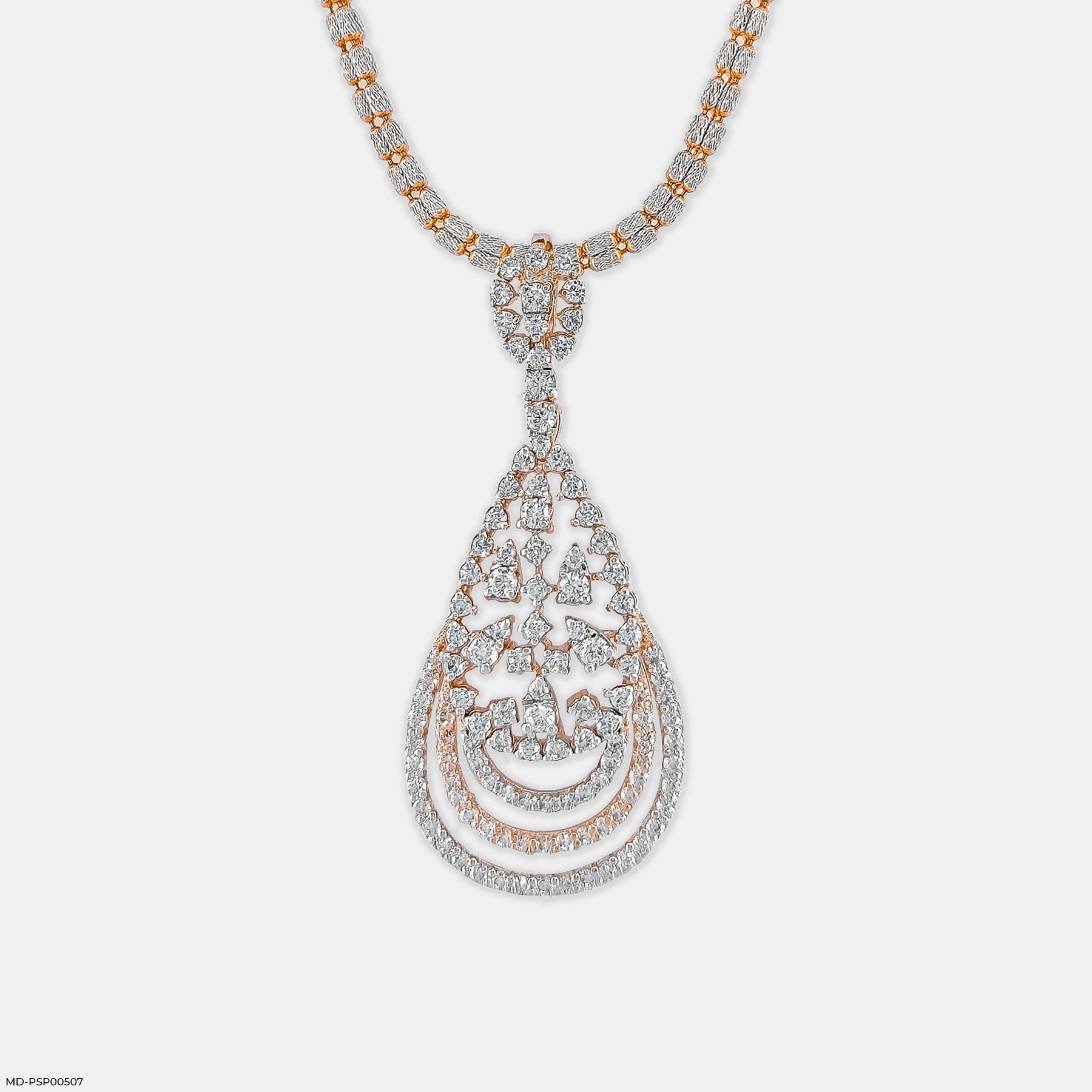 Filigree Teardrop Diamond Pendant 14K Yellow Gold