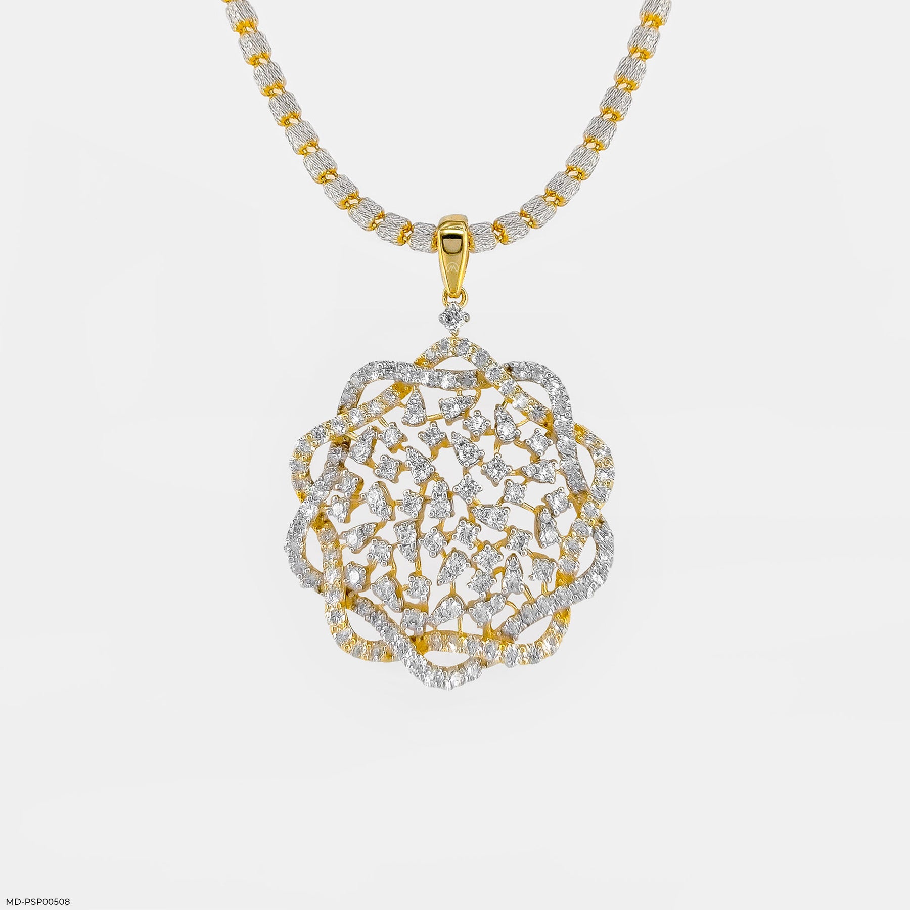 Lace Petal Diamond Pendant 14K Yellow Gold