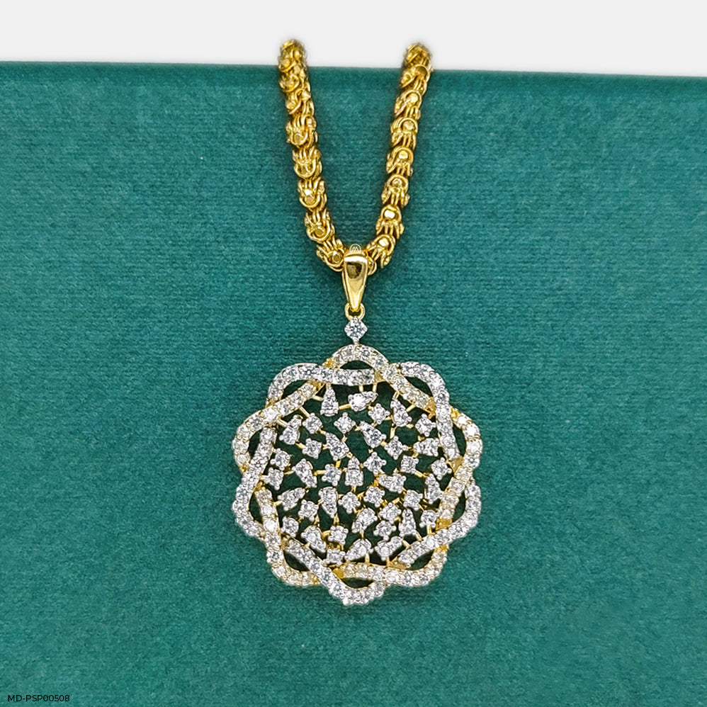 Lace Petal Diamond Pendant 14K Yellow Gold