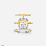 1.5 Carat Emerald Cut Solitaire Halo Ring 14K Yellow Gold
