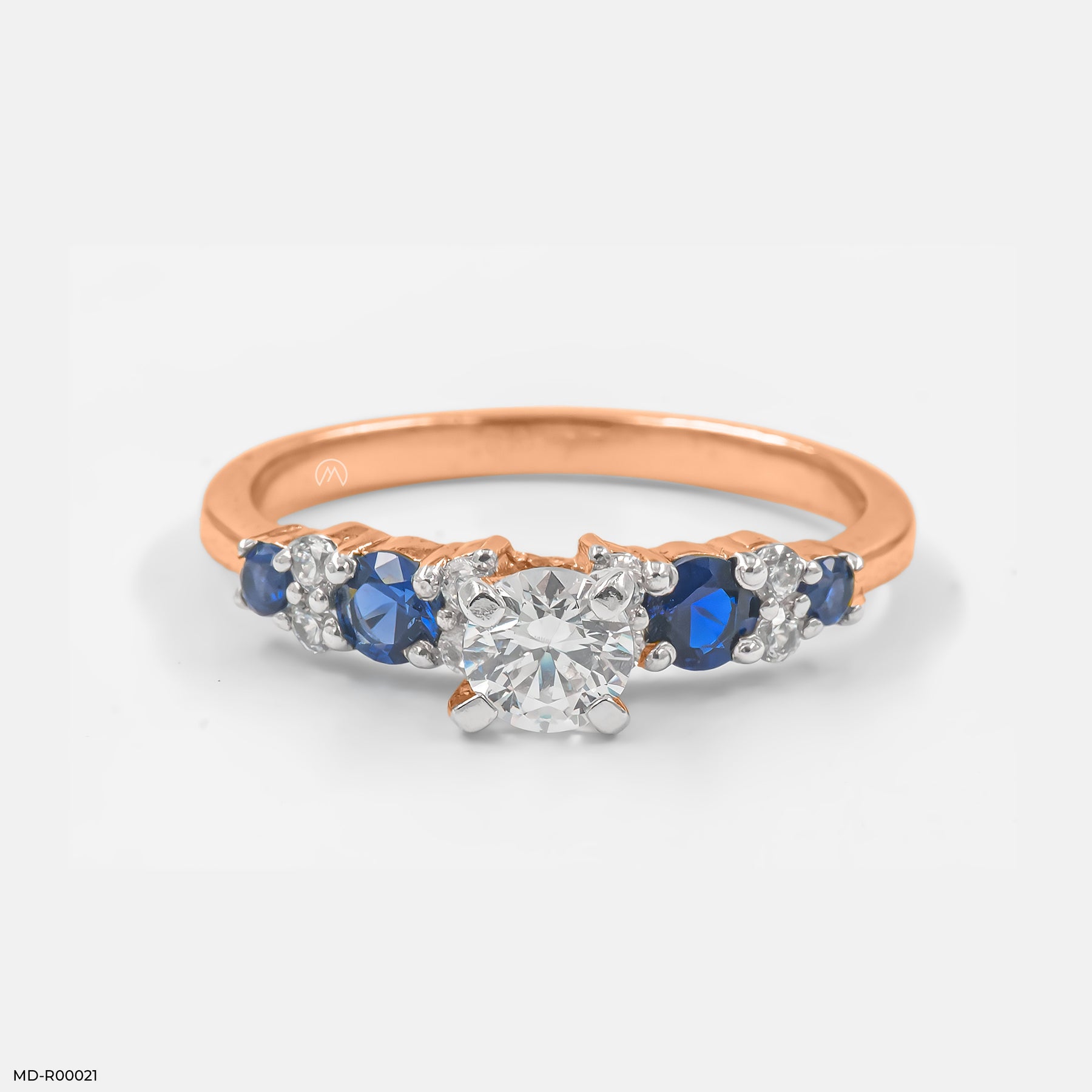 Aqua Diamond Rings 14K Rose Gold