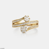 Whirl of Diamonds Rings 9K White Gold