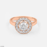 Rosy Halo Solitaire Rings 14K Rose Gold