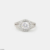 1 Carat Round Solitaire Victorian Halo Ring Platinum 950