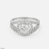 1 Carat Round Solitaire Victorian Halo Ring 14K White Gold