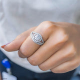 1 Carat Round Solitaire Victorian Halo Ring 14K White Gold