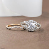 1 Carat Round Solitaire Victorian Halo Ring 14K Yellow Gold