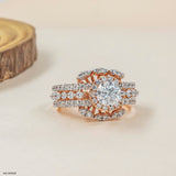 0.75 Carat Round Solitaire Halo Ring 14K Yellow Gold