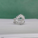 The Trio-Crimson Elliptical Rings 9K Yellow Gold