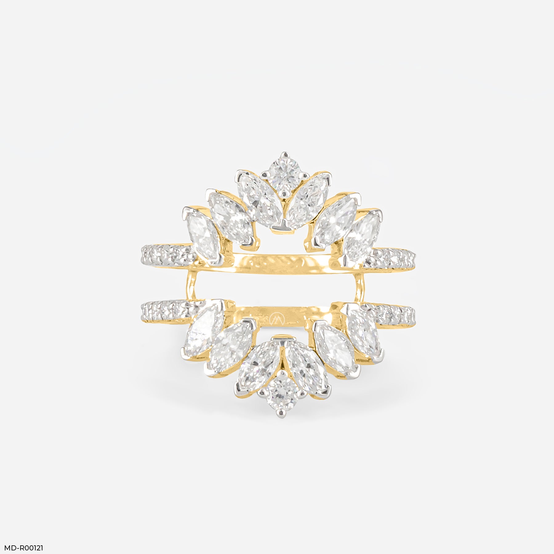 The Trio-Crimson Elliptical Rings 9K Yellow Gold