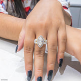 3 Carat Fancy Marquise Solitaire Halo Ring 14K Yellow Gold